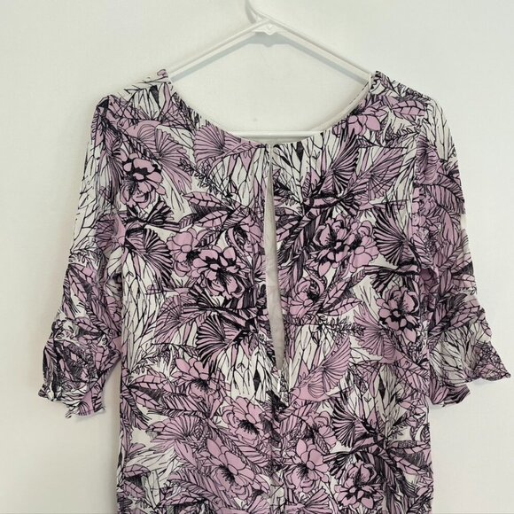 FRENCH CONNECTION Flight of Fancy Floral Ruffle Mini Dress Lilac Lavender Shift - Picture 15 of 16